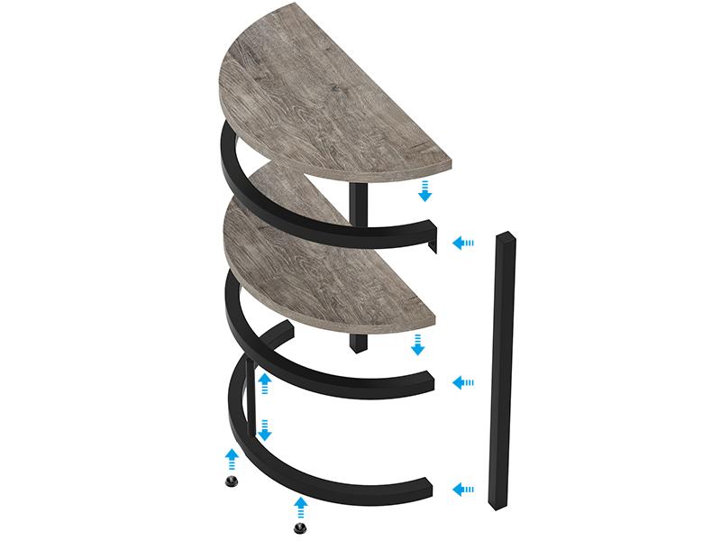 LITTLE TREE 2-Tier End Table Semi Circle, Small Half Round Side Table with Storage Shelf, Wood Accent Table Slim C Table for Sofa Couch, Living Room, Bedroom, Small Space, Easy Assembly