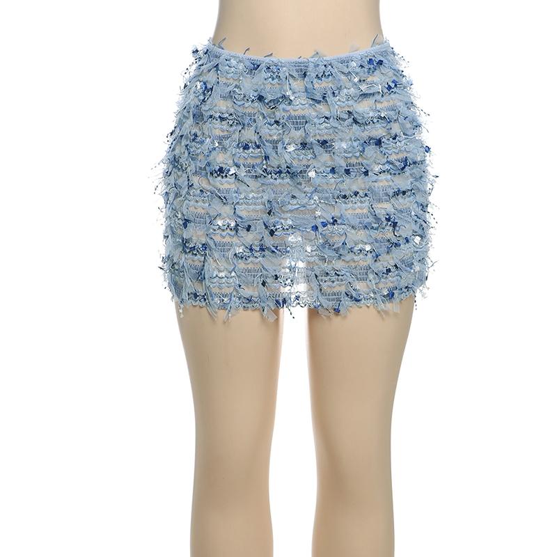 2025 Trendy Bohemian Summer Skirts, Women's All Over Print Fringe Bodycon Skirt, Casual Fashion High Waist Mini Skirt for Daily Outdoor Wear, Ladies Bottoms for Summer