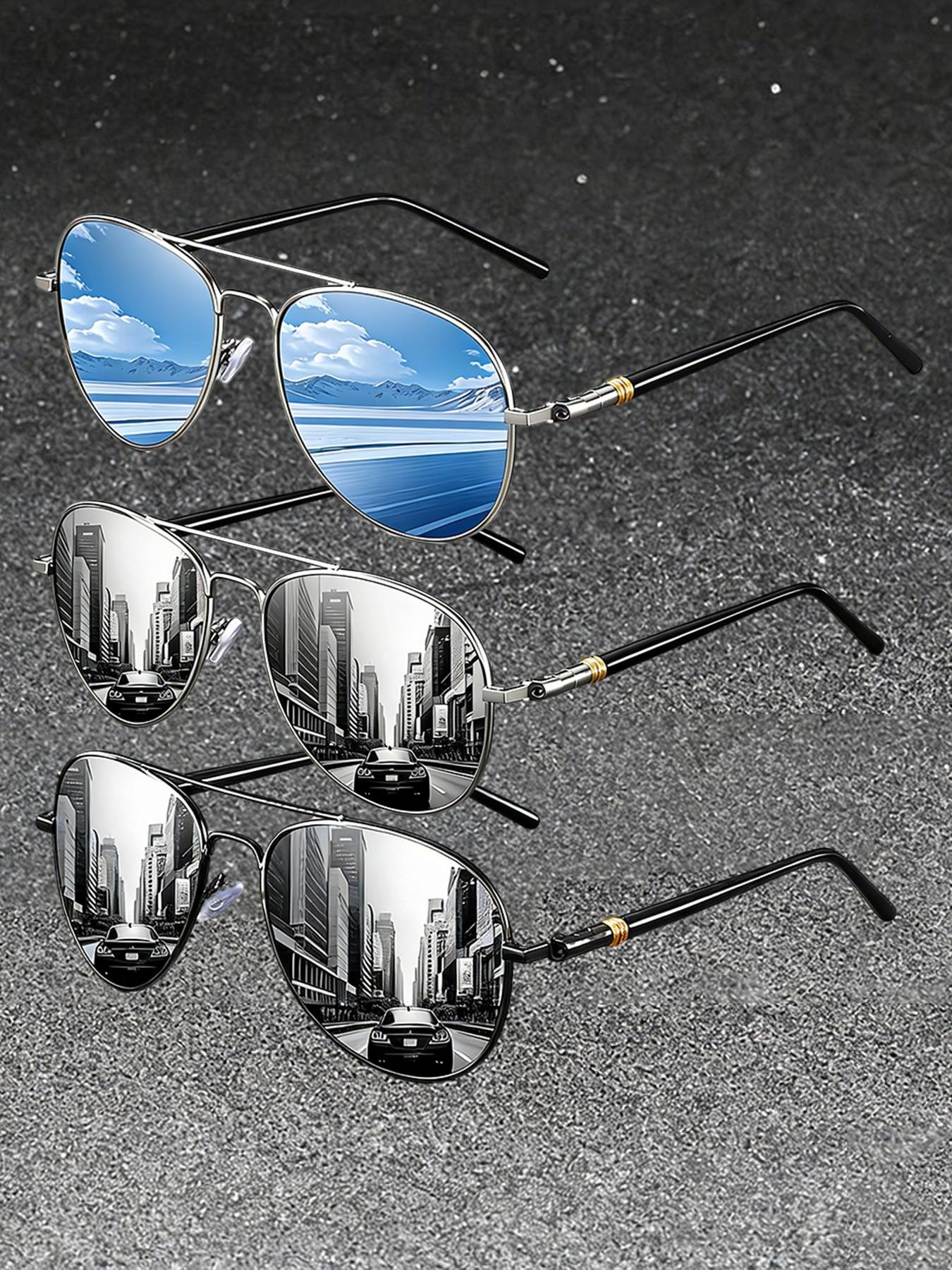 3 pairs of classic retro pilot astronaut iron framed  display picture 1