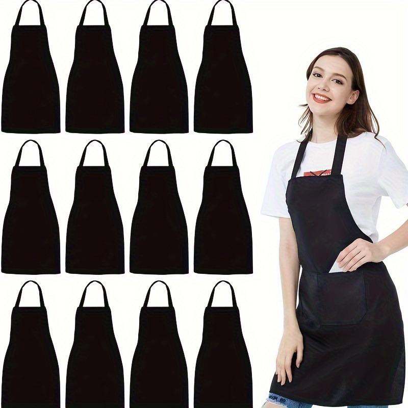 of 2 Durable Polyester Adjustable Neck Aprons with 2 Large Pockets - Neutral Color, Perfect for Cooking, Grilling, Barbecuing, Christmas Crafts, Machine Washable, Kitchen Cooking Aprons, Grilling Aprons | Adjustable Aprons | Polyester Aprons