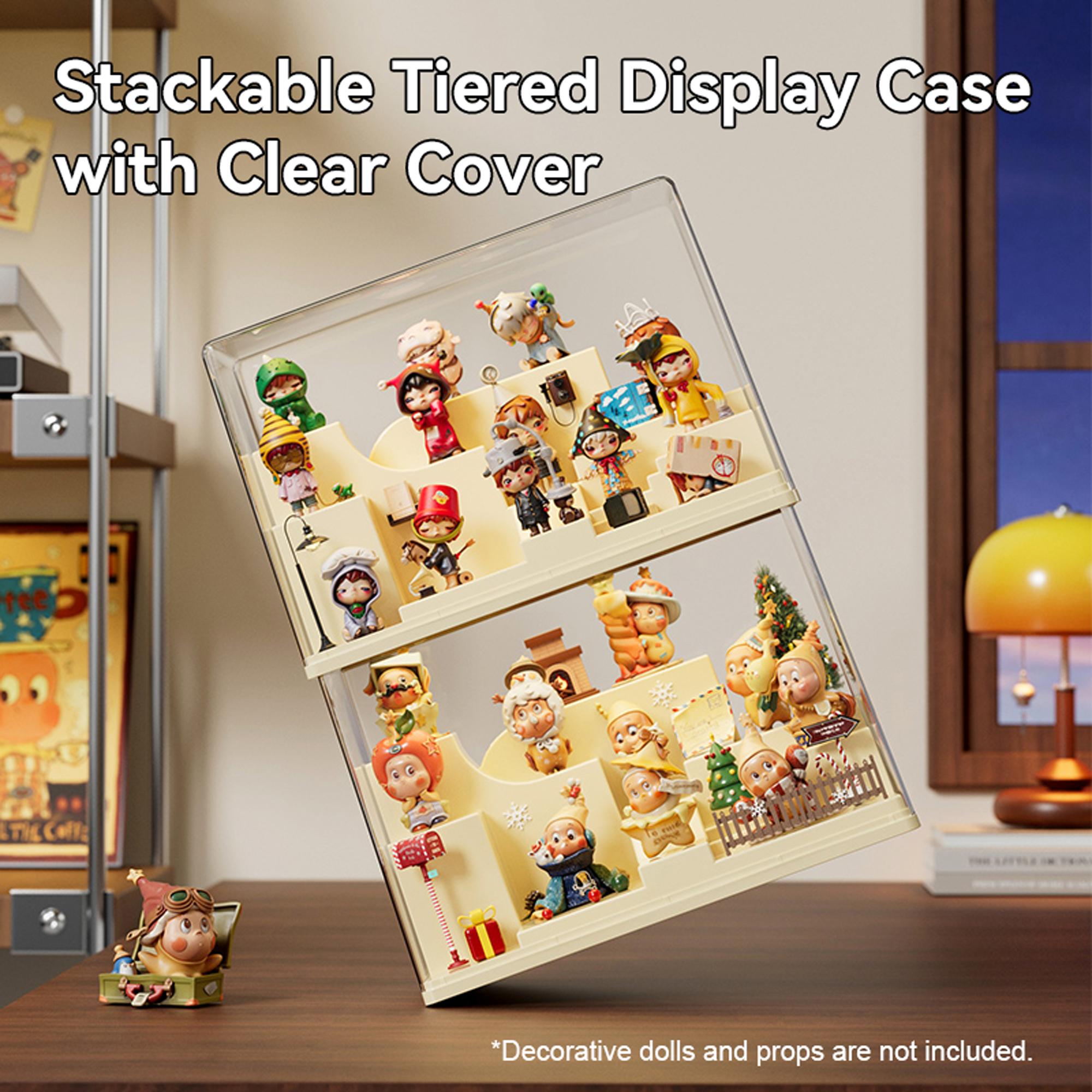 Figure Doll Storage Display Case, Dustproof and Moisture-Proof, 3D Structure, Suitable for LABUBU, Skullpanda, DIMOO, HIRONO, MOLLY Collectibles, Desktop Storage Box