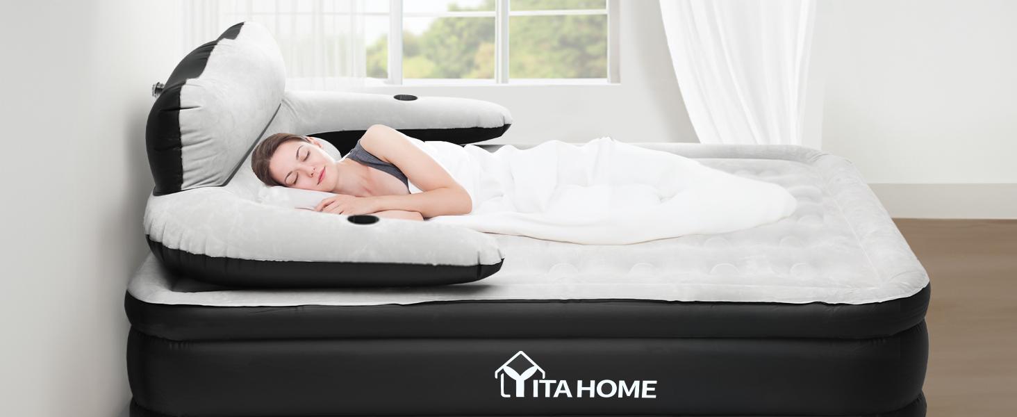 YITAHOME Twin/Twin XL Air Mattress Elevated Inflatable Mattress Blow Up Mattress for Camping, Home, & Portable Travel