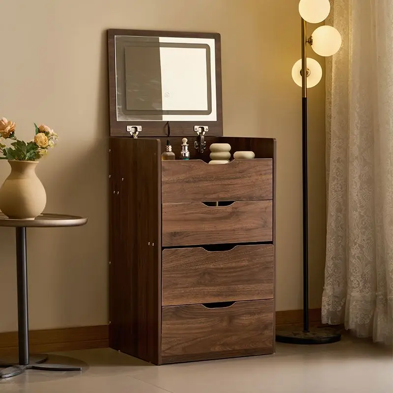 3‑in‑1 Vanity Desk with Flip‑Top Mirror, Compact Makeup Vanity Set with Visible Glass Desktop, 3 Drawers, 3‑Color LED Lights & Cushioned Stool, Multi‑Use Dressing Table for Bedroom