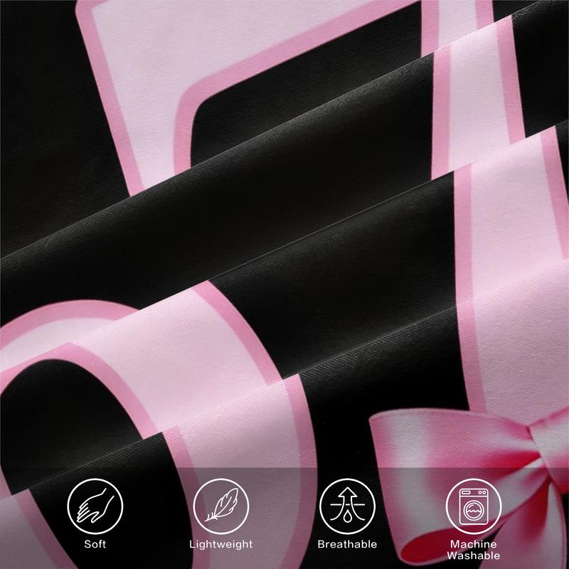 Creative pattern printed bedsheet with number 67 and bow tie, soft and comfortable 3D digital printed bedding, Bed Sheets Set, anti slip dust cover suitable for bedroom decoration, including 1 bedsheet and 2 pillowcases