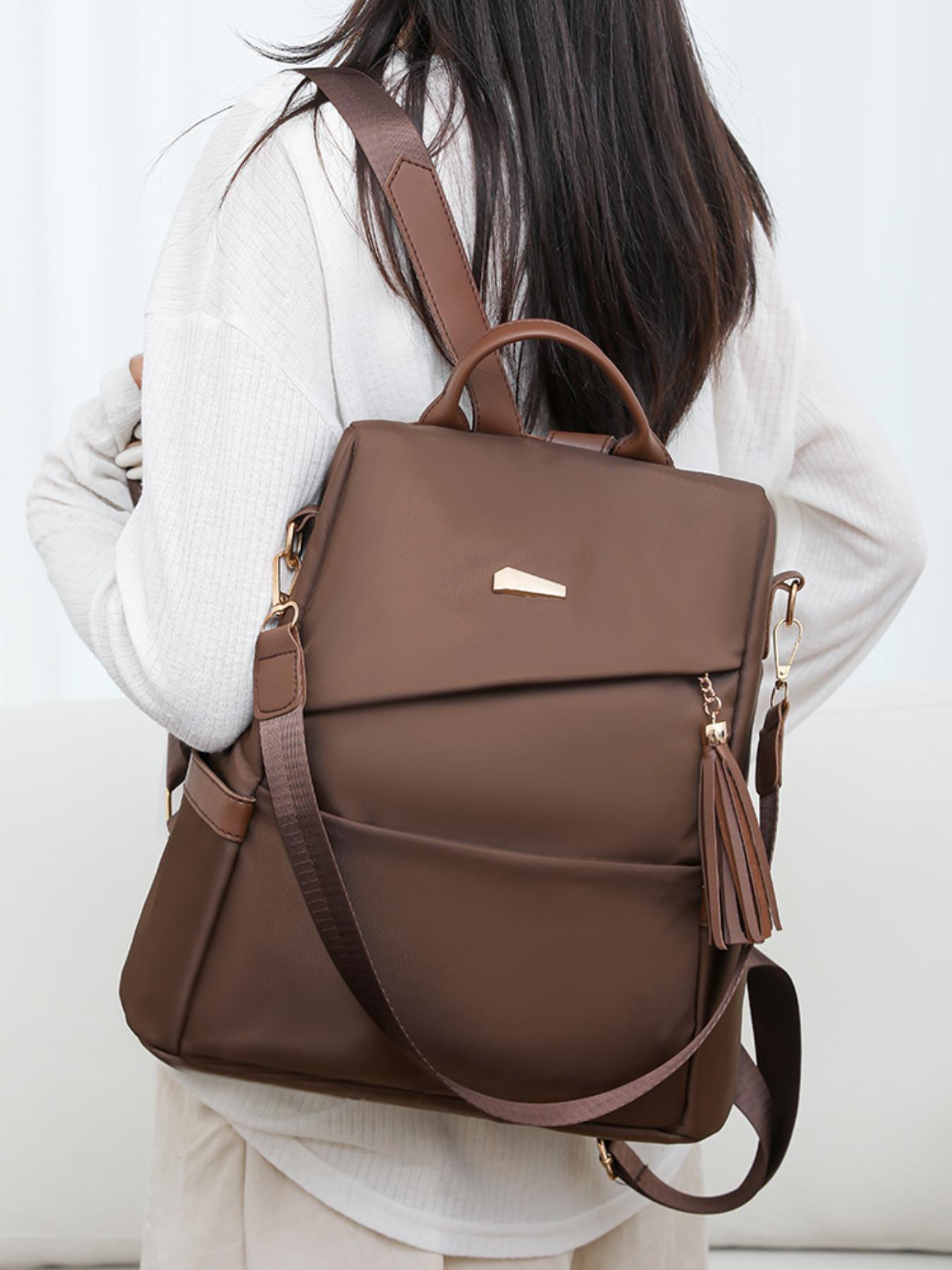 Women's Anti-Theft Backpack, Geometric Patchwork Design, Large Capacity Waterproof Bag, Casual Style for All Seasons