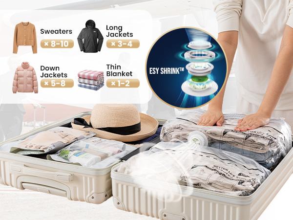 TAILI Pump-Free Travel Vacuum Storage Bags 4 Pack, Cube Medium Size (25x19x11 inch), Reusable Space Saver Compression Bags for Travel Suitcases and Luggage Organiser TAILI Pump-Free Travel Vacuum Storage Bags 4 Pack, Cube Medium Size (25x19x11 inch), Reusable Space Saver Compression Bags for Travel Suitcases and Luggage Organiser