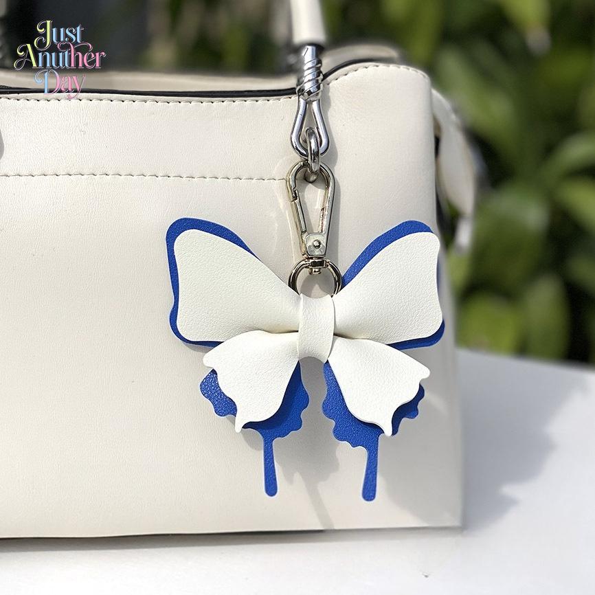 Layered Butterfly PU Leather Bag Charm, Colorful Butterfly Pendant with Detachable Metal Clasp, Cute All-Match Accessory for Handbags, Backpacks & Purses