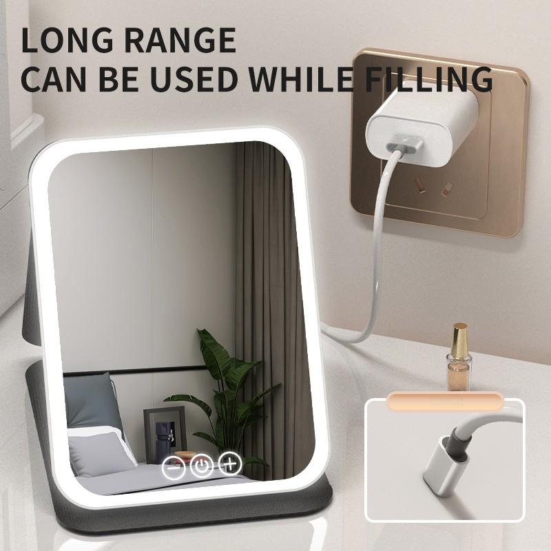 LED Light Foldable Makeup Mirror, Smart Touch Control, Durable, Lighted Desktop Mirror, Table Desk Mirror, Bathroom Living Room Decor Makeup, Daily Gift