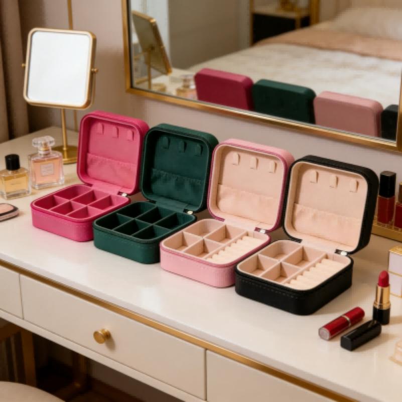 Luxury portable jewelry storage box, compact and delicate, easy to carry around. It is waterproof and dustproof to effectively protect your jewelry, very practical for travel, business trips and daily outings. It can store earrings, necklaces