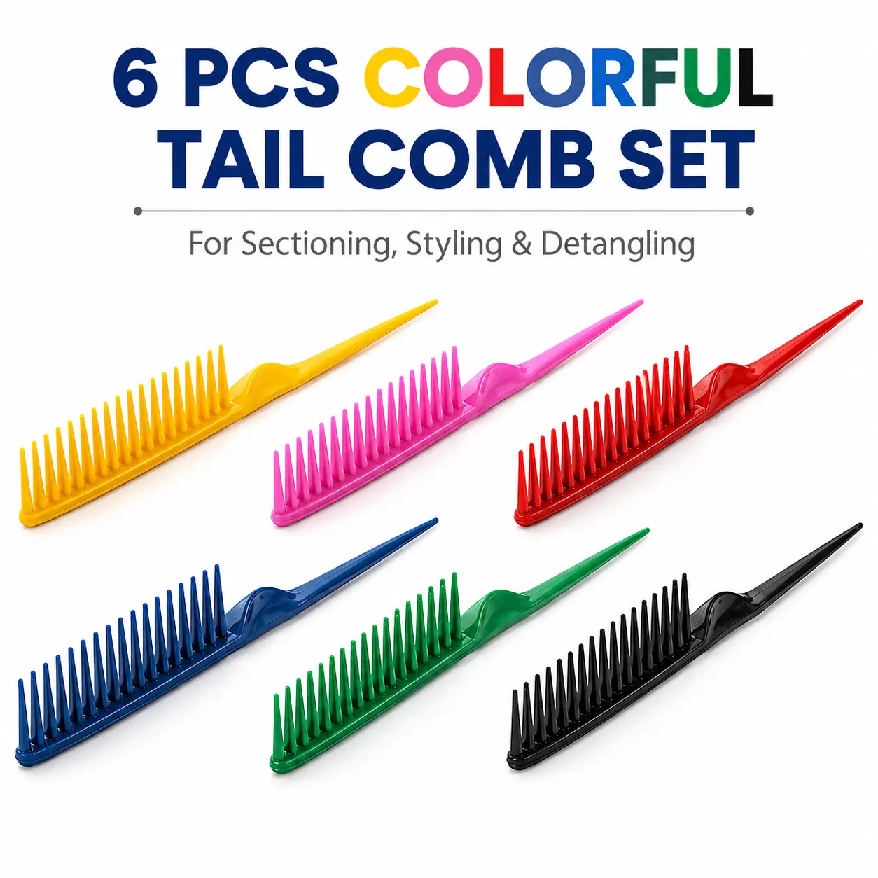 3-Row Curl Styling Comb for Curly Hair - Detangling, Defining, Separating Hair Care Tool