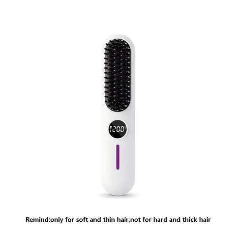 Portable Cordless Hair Straightener Brush, Heat Styling Straightener, 2-in-1 Curling & Straightening Hair Iron, USB-Rechargeable Adjustable Hair Straightener for Home, Office, School or Travel