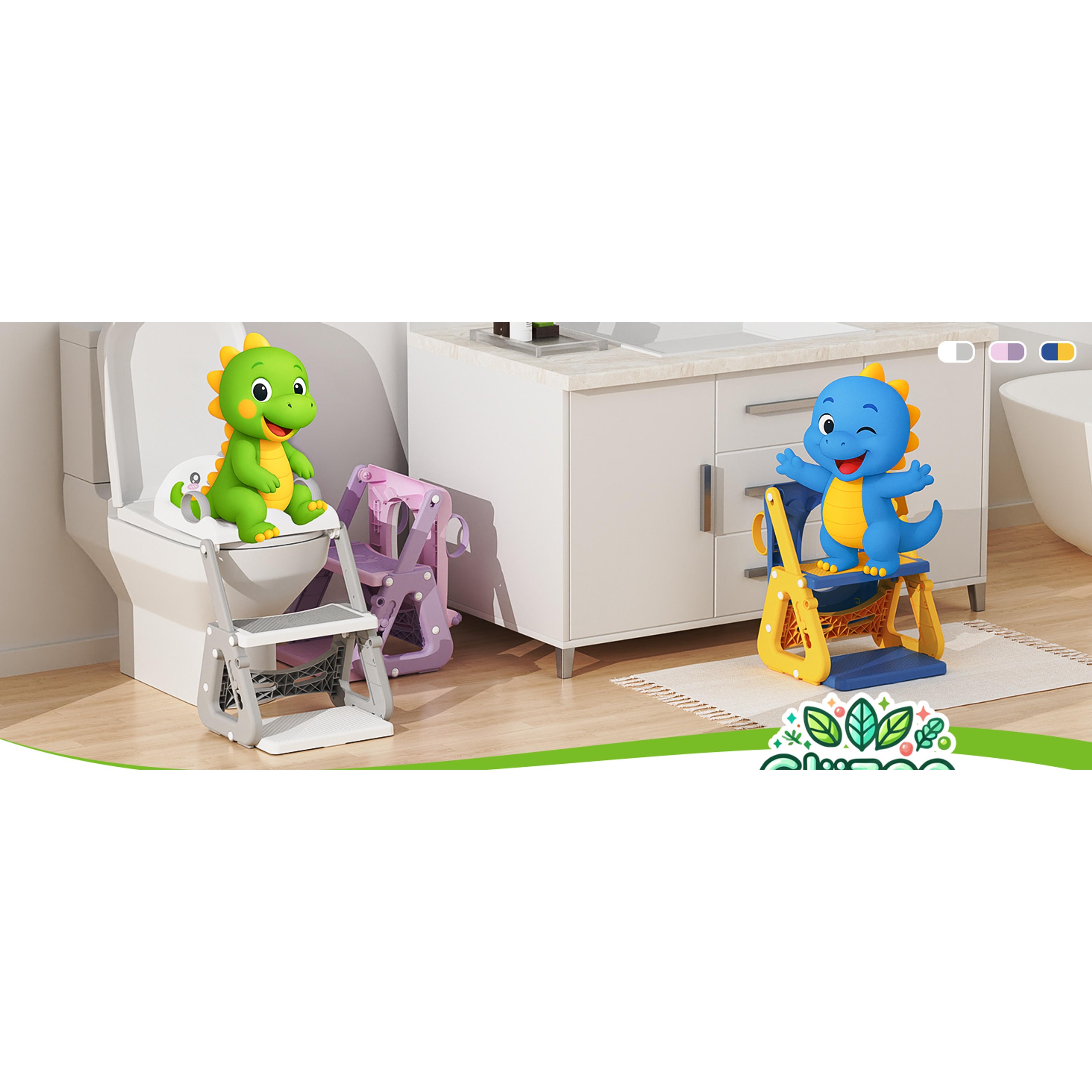 Potty Training Seat, Upgrade 2 in 1 Potty Training Toilet with Step Stool Foldable Toddler Toilet Seat for Kids Boys Girls Toddler Potty with Splash Guard Anti-Slip Pad Adjustable Ladder & Seat Height
