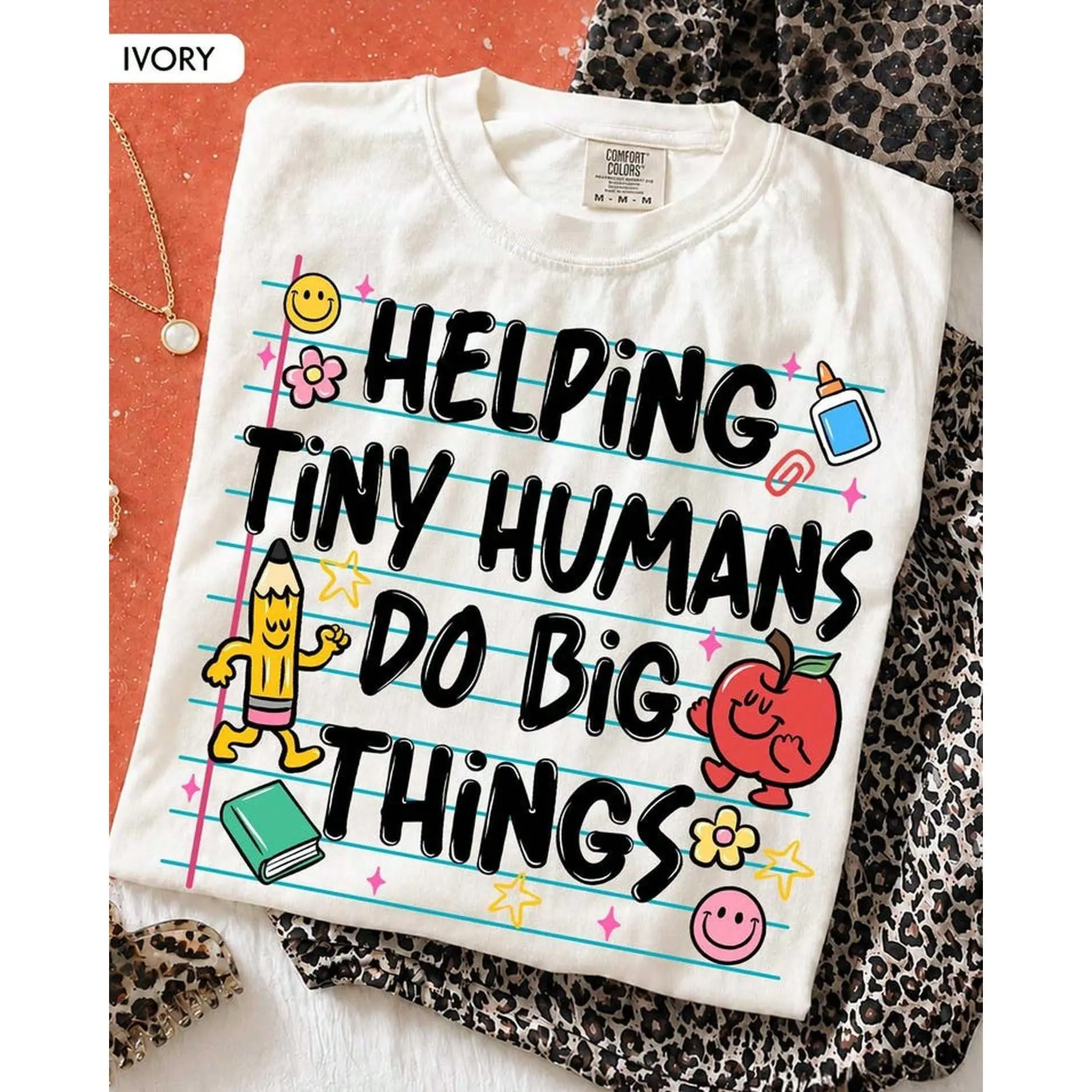 Casual Cotton Fabric Sports Top - Back to School Tee, Preppy Fit 1-Piece Shirt for Elementary Educators