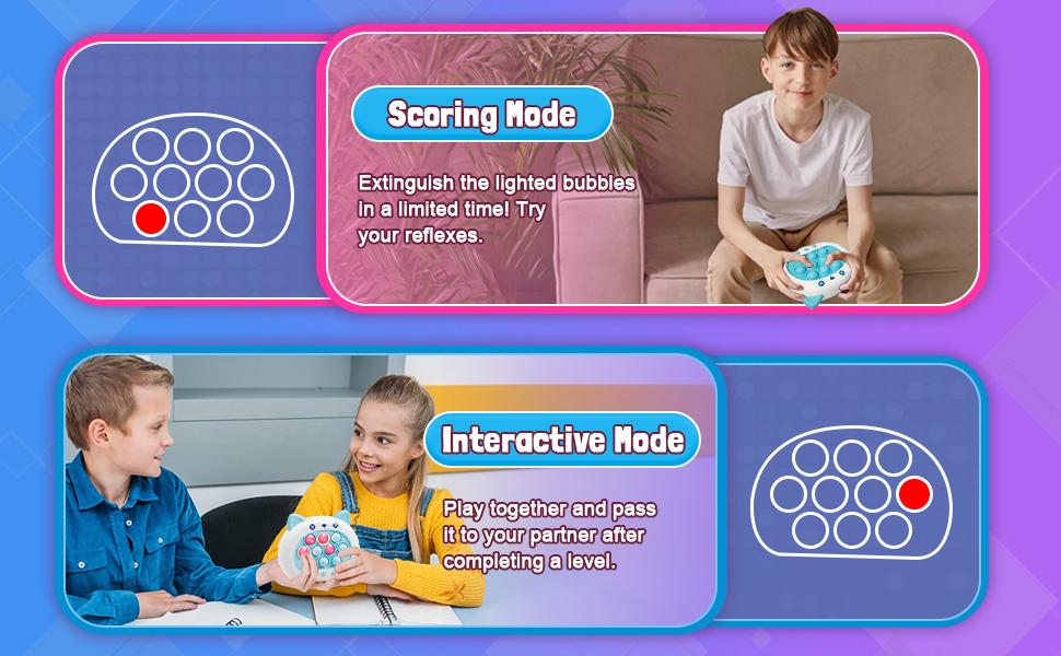 Fast Push Bubble Game, Stress Relief Toys, Decompression Breakthrough Puzzle Pop Button Gopher Game Machine, Novelty Fidget Toys Party Favor Gifts for Kids Adults, Handheld Toy for 3+ Year Old Boy Girl (Blue Cat)