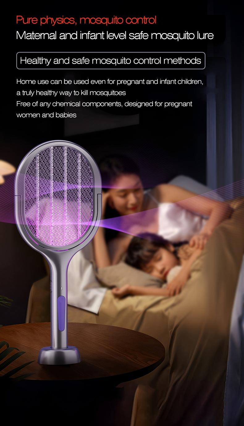 Foldable Electric Mosquito Swatter with Rotating Head – 6-in-1 Rechargeable Insect Zapper with UV Mosquito Light, Indoor & Outdoor Use, Lightweight and Portable, Safe and Efficient Fly & Bug Killer, Perfect for Home, Patio, Camping, Travel, and Office