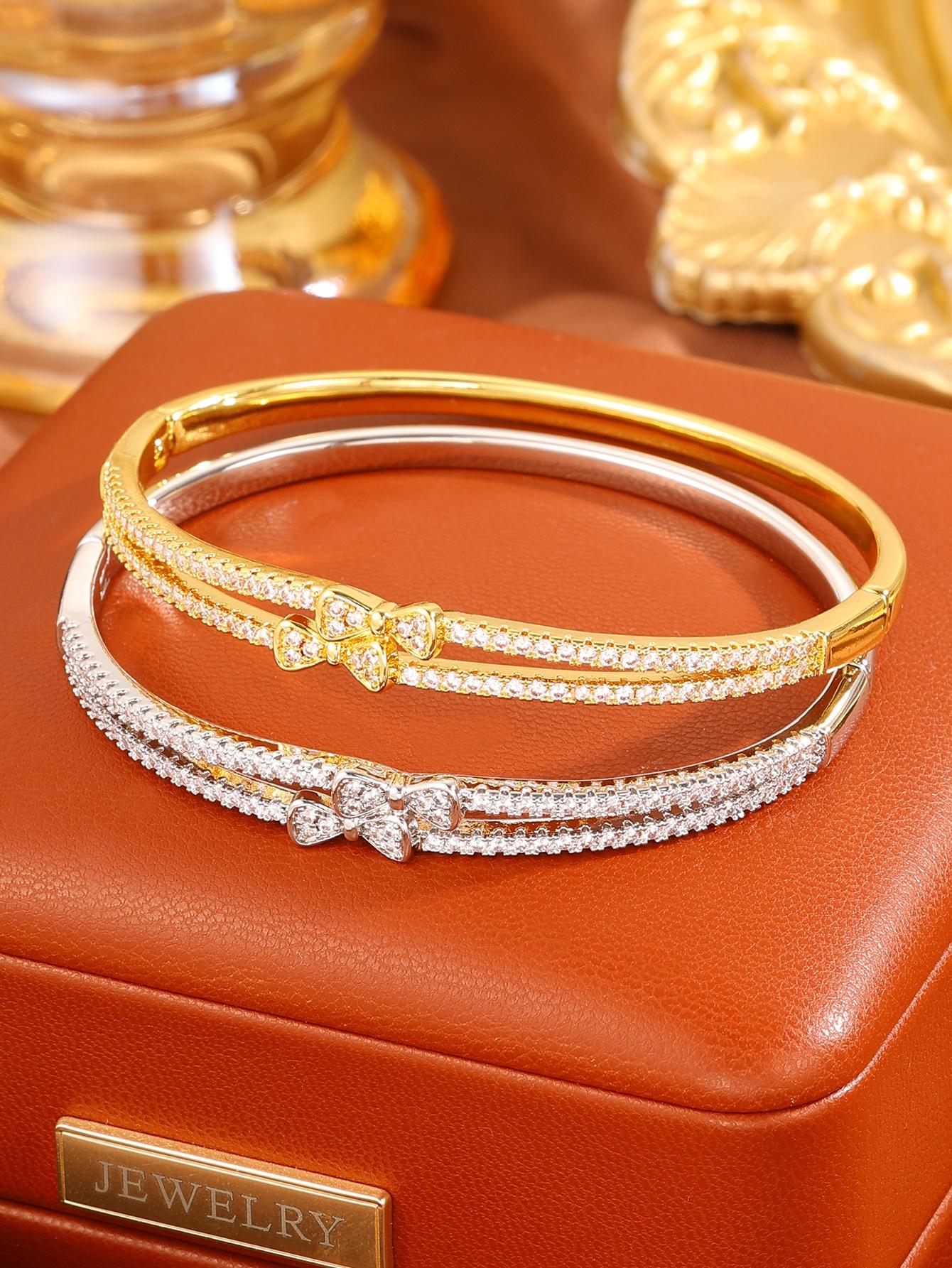 Fashion Knot Cubic Zirconia Bracelet for Women, Elegant Daily Wear Jewelry, Perfect Gift for Her, All Seasons Accessory