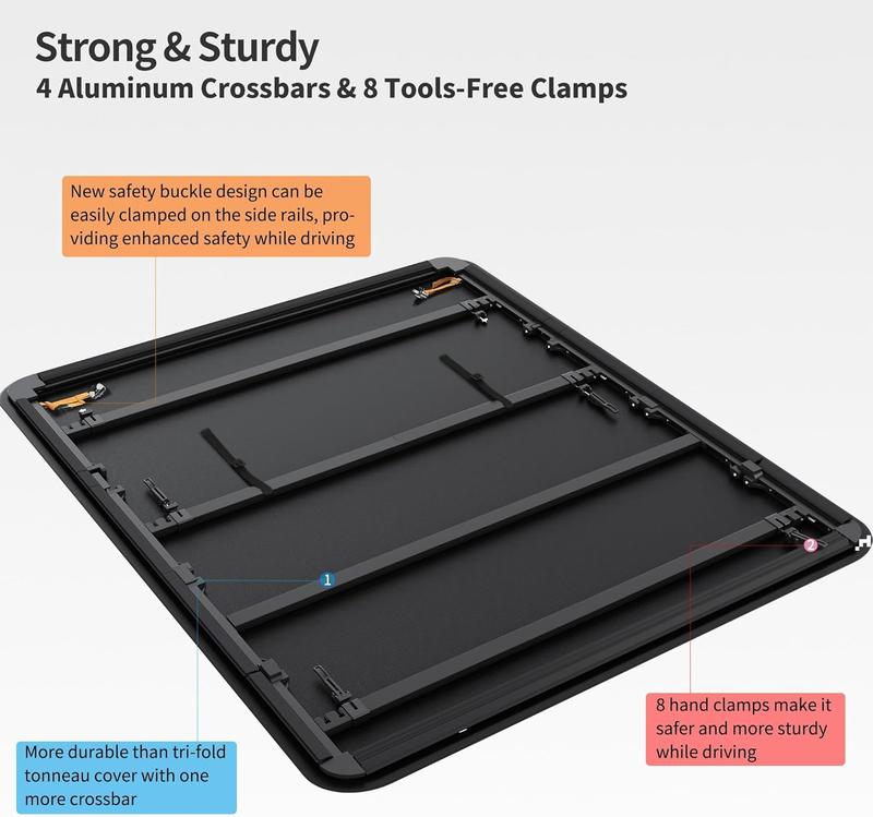 oEdRo Soft Quad Fold Tonneau Cover Four Fold Truck Bed Covers Compatible with 2009-2025 Dodge Ram 1500 (Inclu. Classic & New) 5.6' Bed Without Ram Box