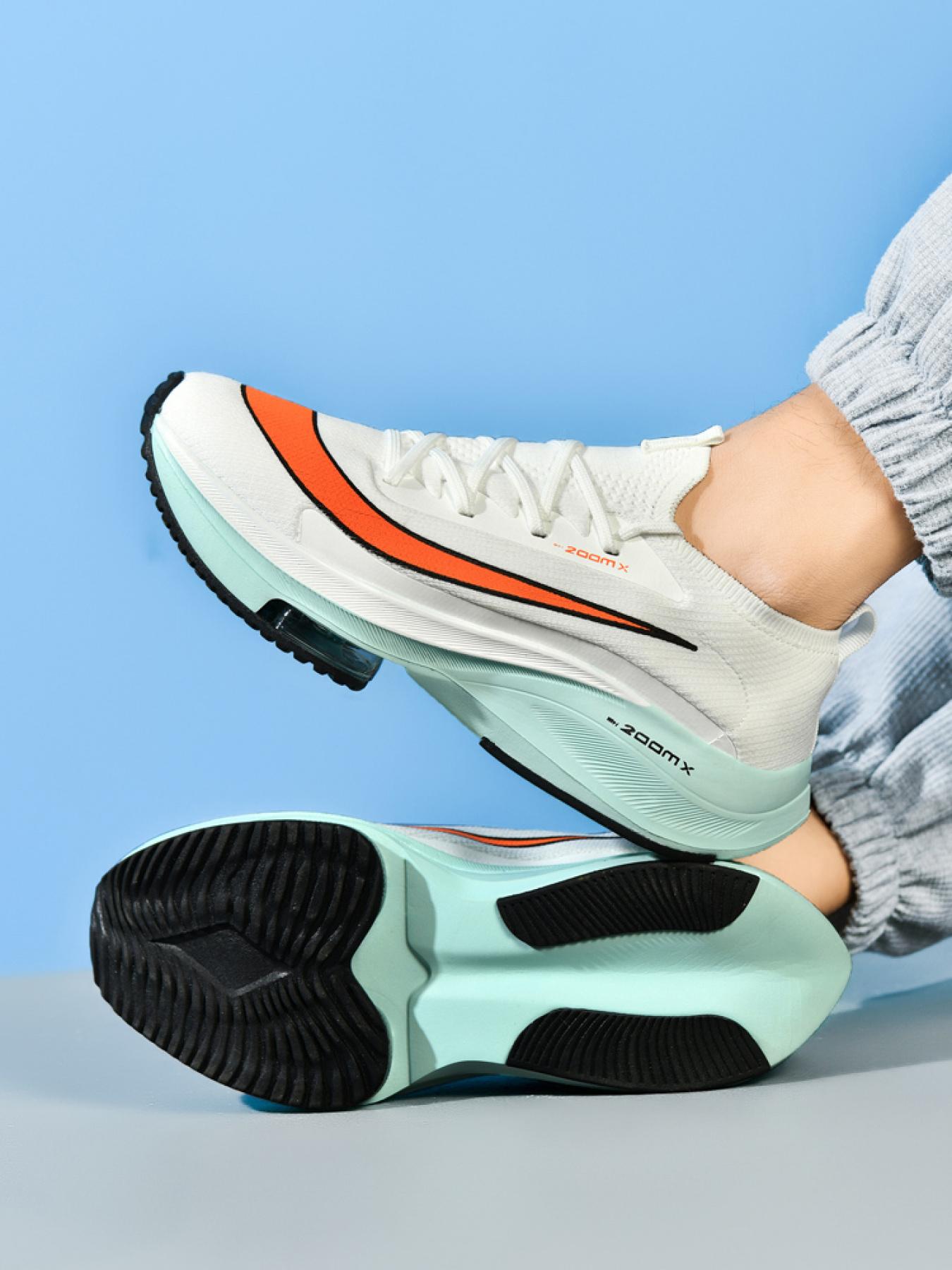 Men Sports Running Shoes Casual Marathon Air Cushion Sneakers Leather Breathable Lightweight Male Comfortable Athletic Nonskid Casual Sneakers Hiking Outdoor Footwear