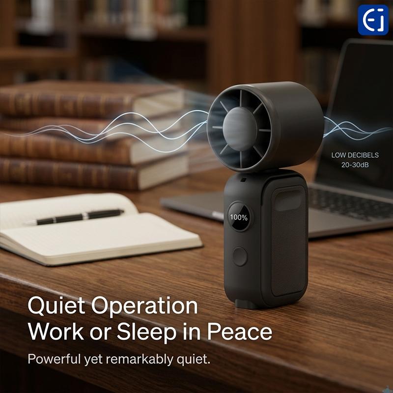 Stay Cool Anywhere! 5-in-1 Magnetic Fan with Smart Display – Clip, Rotate 350°, Wear on Neck/Waist – Ideal for Commute, Office, Camping – Black/White