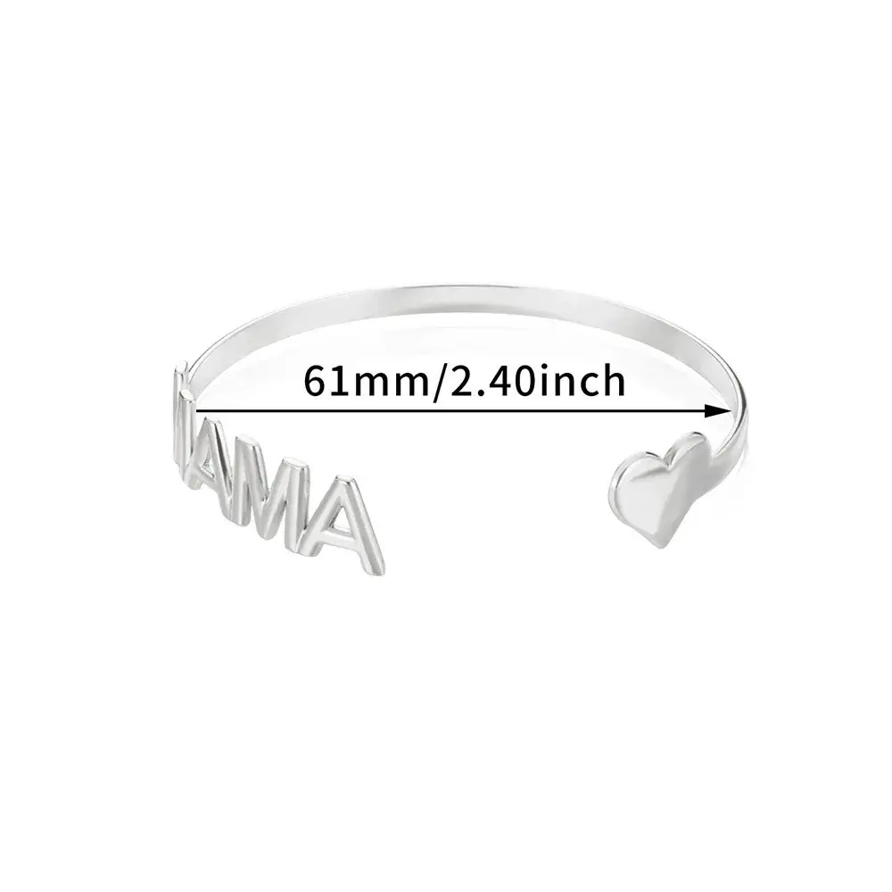 White gold MAMA letter heart bracelet