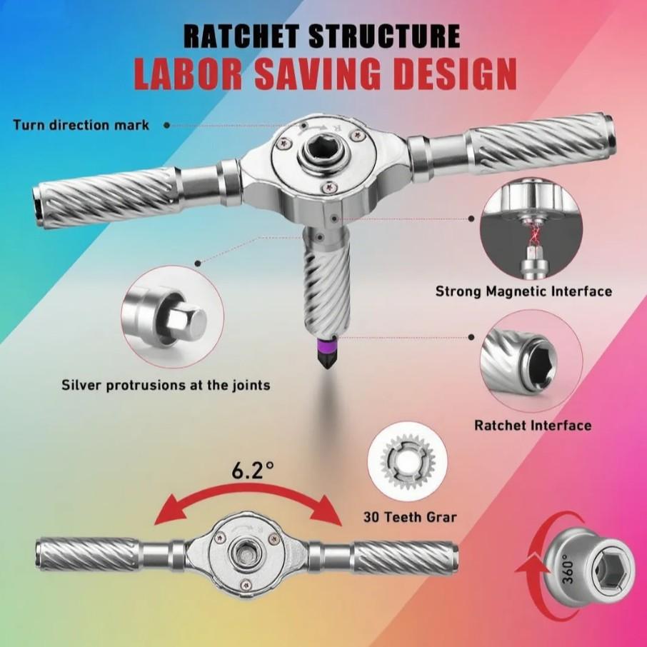 66-In-1 Magnetic Screwdriver Set, S2 Steel Ratchet Screwdriver Kit, Flexible Shaft DIY Combo, Ideal for Bike, Furniture, Precision Electronics Repair Tools