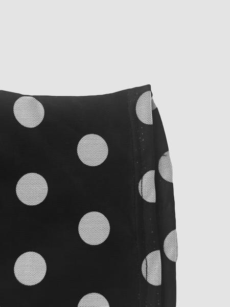 Women's Casual Polka Dot Print off Shoulder Short Top, Fitted Style, Moderate Fabric Thickness, All Seasons Wear