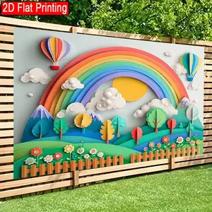 2D Flat Backdrop banner Paper Rainbow, Fairy Tale Journey Decoration for Living Room, Bedroom, Office, Birthday Anniversary, and Home Decor & Party Photo Backdrop Easy Hanging for Outdoor Indoor