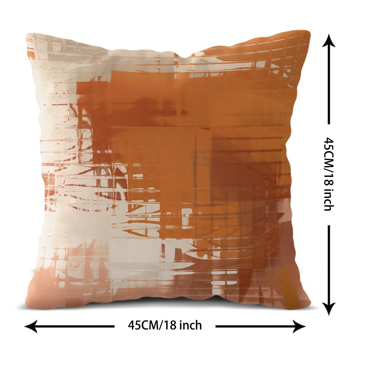 Orange Abstract Brush Stroke Throw Pillow, Modern Art Cushion, Boho Aesthetic Accent Pillow (Includes Pillow Core), Decorative Pillow for Bedroom, Sofa & Dorm