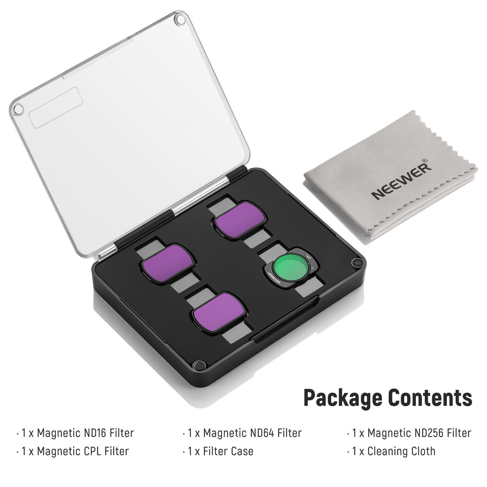 NEEWER FL-P5 4 Pack Magnetic ND Filter Kit for DJI Osmo Pocket 3 – Lightweight Cinema Filters for Outdoor Shooting & Vlog Creation