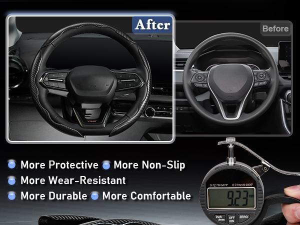 Canvcle Carbon Fiber Steering Wheel Cover Automotive Anti-Slip Steering Wheel Cover for Men/Women - Durable Universal Car Accessory Multicolor