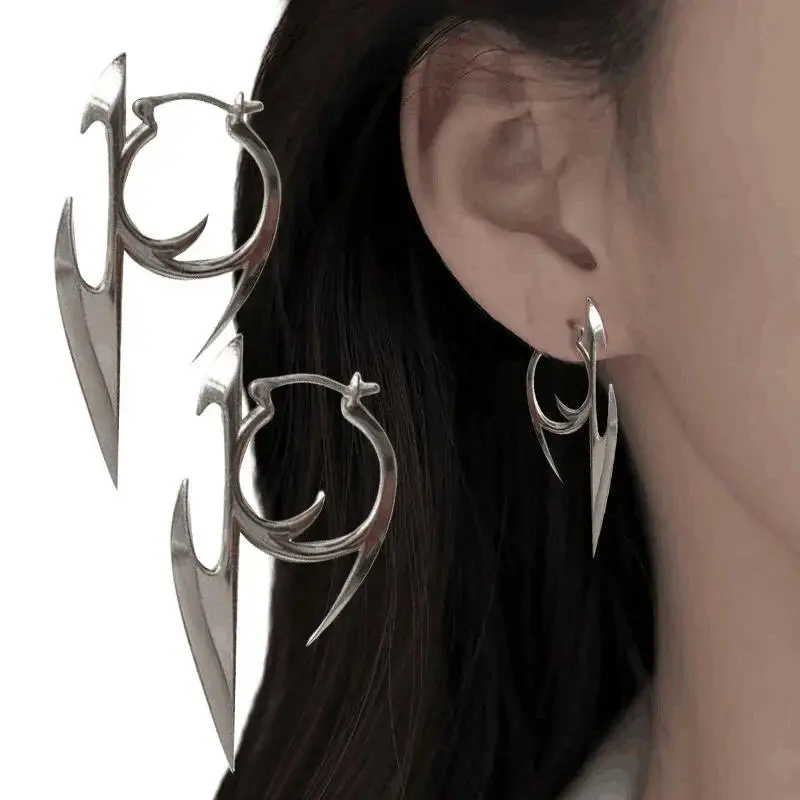 Punk Rock Unique Design Spike Darts Shape Stud Earrings Hip Hop Gothic Irregular Korean Earrings for Women Men Dancing Jewelry