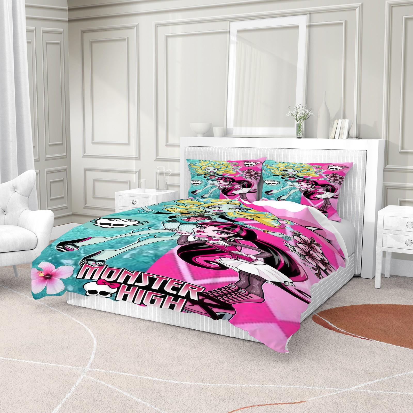 Monster High Duvet Cover Set, Bedroom Bedding Set, Gift for Family