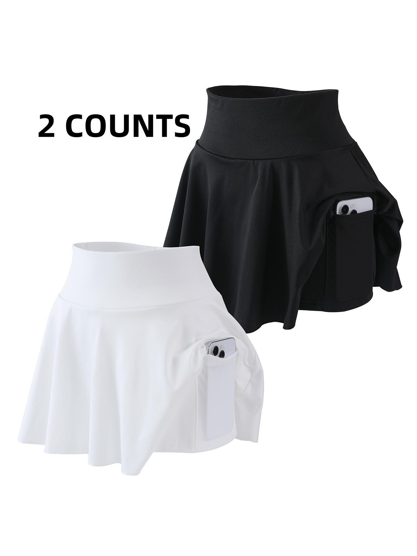 Women's Plus Size Outdoor Sport High Waist Stretch Golf Tennis Skirt, Comfortable Pleated Short Skirt with Liner and Pockets for All Seasons, Athletic Skort
