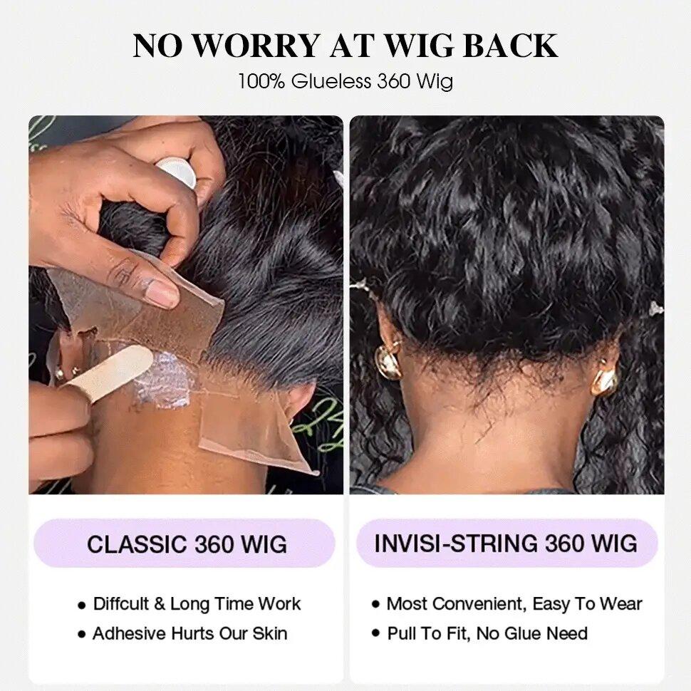 [Hot] Reddish Brown Kinky Curly Invisi Strap Snug Fit 360 Transparent Lace Frontal Bleached Knots Pre Cut Lace Wig With Drawstring SpringStatements