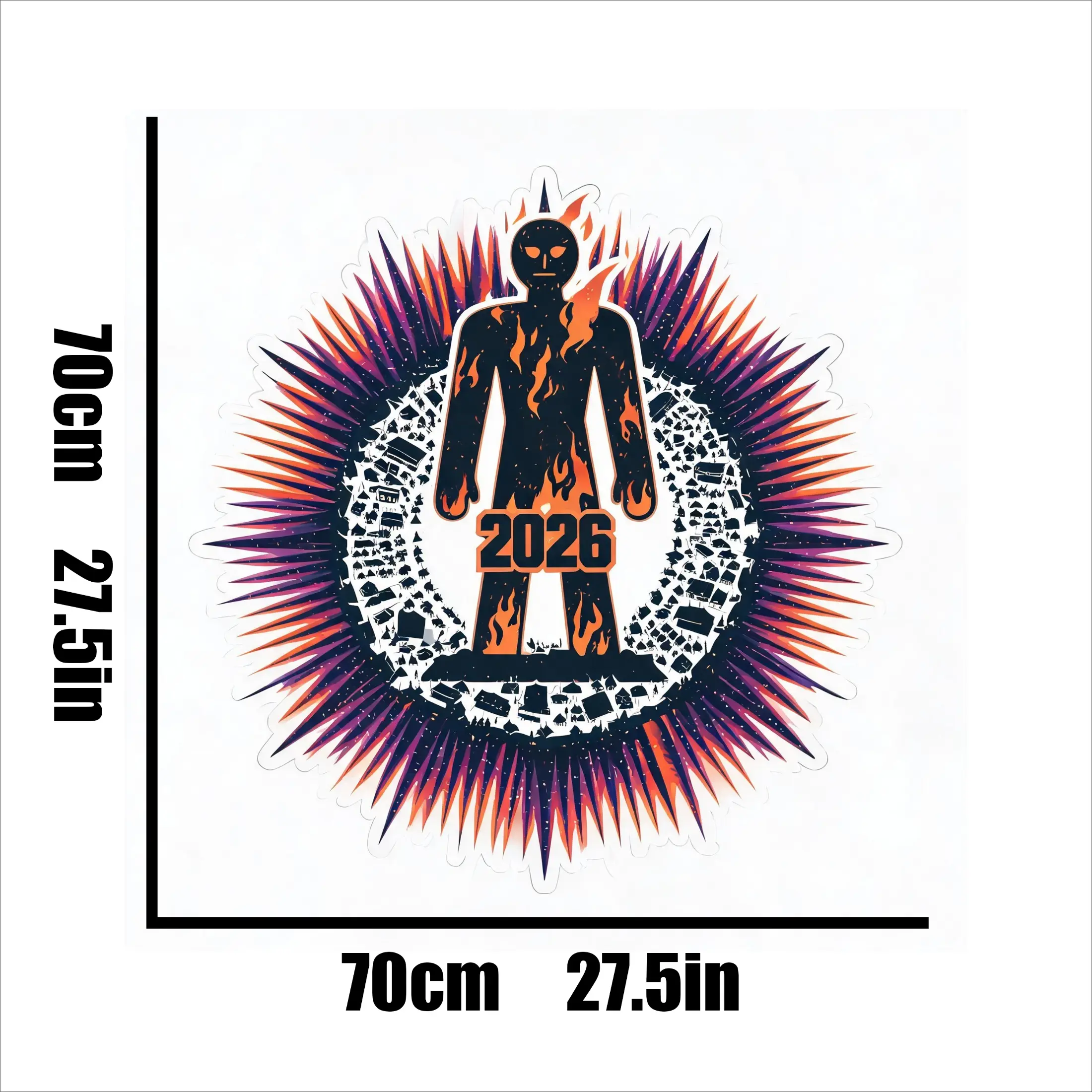 I Survived The Playa 2026 Truck Decal, 70cm Large Mandala Flame Rear Window Sticker for Pickup SUV Off-Road, Waterproof UV Resistant Desert Burn Festival Vinyl