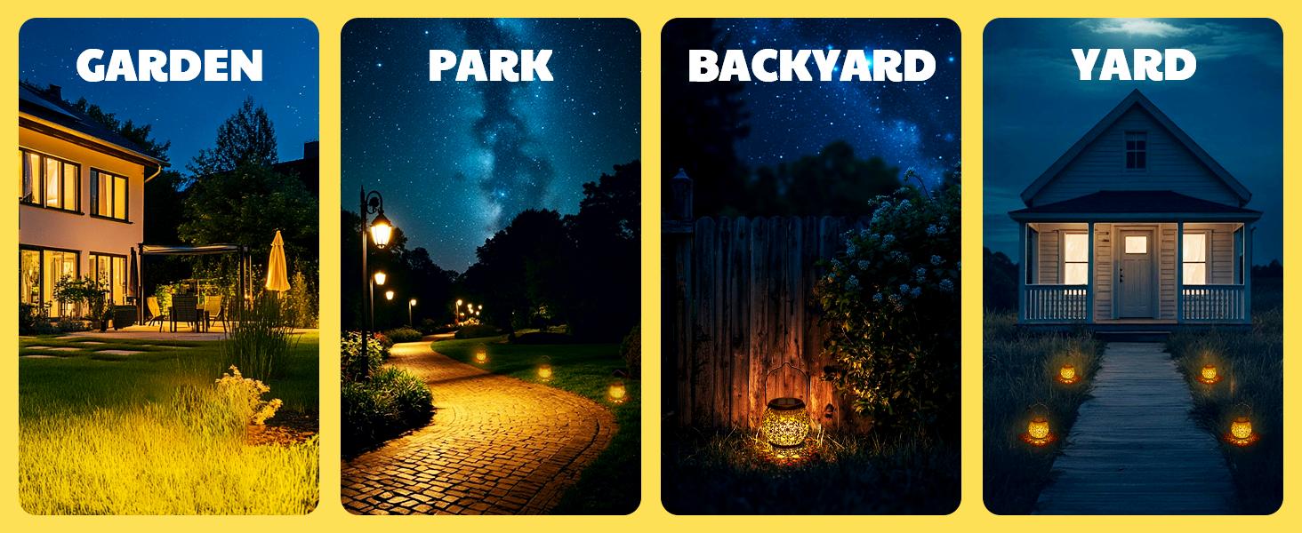 LeiDrail Solar Hanging Lanterns for Outdoor Garden, Waterproof Metal Lights, 2-Pack