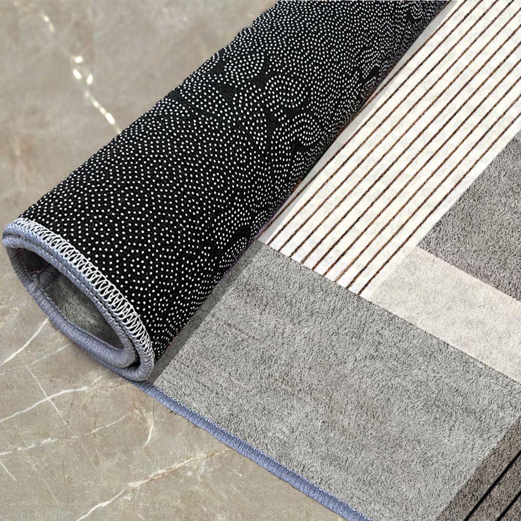 2D Flat velvet irregular shape carpet with gray and white geometric patchwork line pattern, machine washable and non-slip design, suitable for bedrooms/rooms, all seasons of spring, summer, autumn and winter, as well as Valentine's Day, Christmas and Than