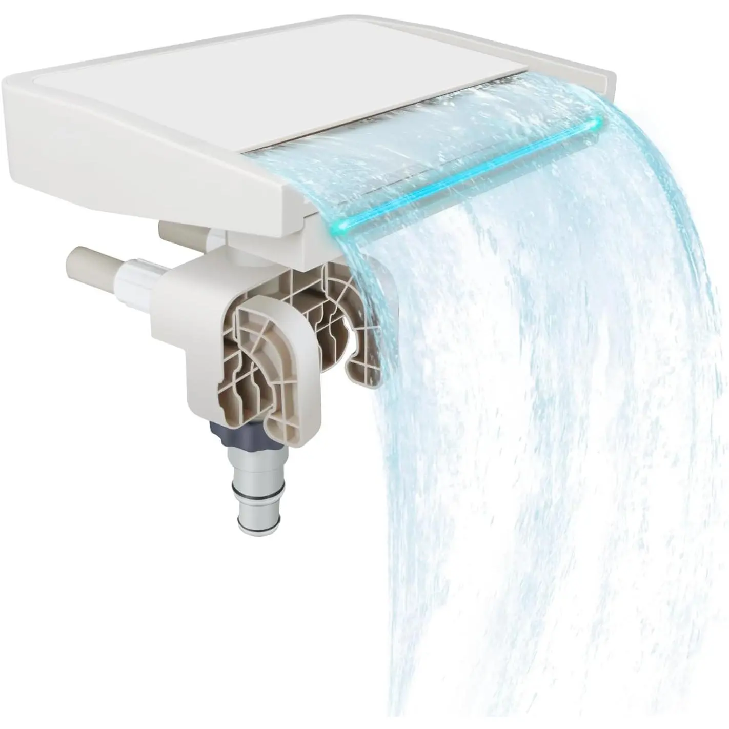 Pool Waterfall with 7-Color LED Lights for Above Ground Pools, Smooth Flowing Fountain with Light for Relaxation, Fits 1.2"-4.7" Pool Frames