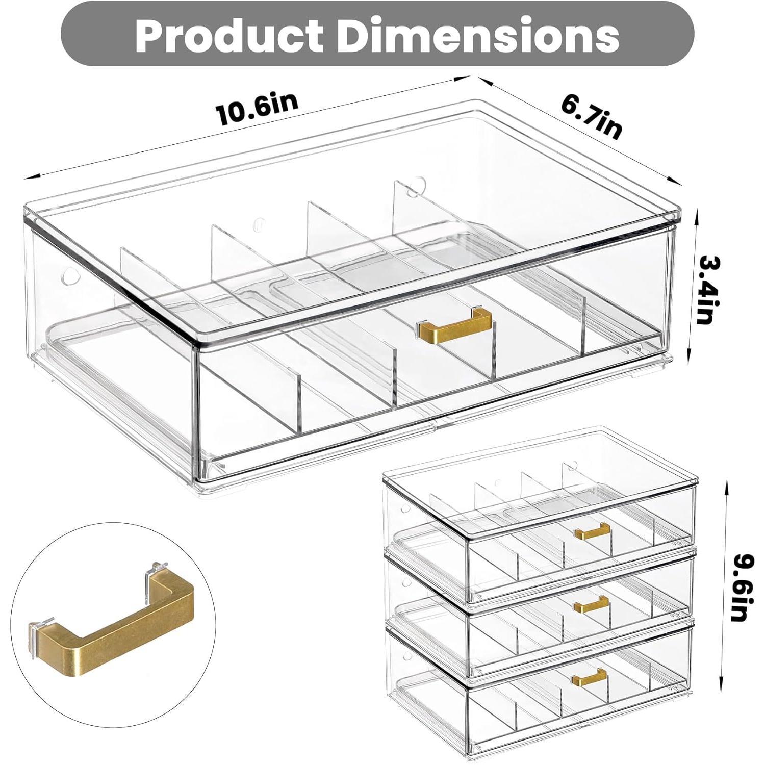 Clear  Sunglasses Organizer, Stackable Eyeglass Storage Case with  Handles, Glasses Display Holder