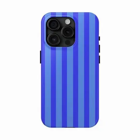 Premium Blue Striped Durable Cellphone Shell - Shockproof, Drop-Proof Protective Cover for iPhone 17 ProMax, 17 Air, 16 Pro, 15, 14, 13 Pro, 12, Ideal Gift for Girls, Protective Smartphone Cover, Drop Proof Cover