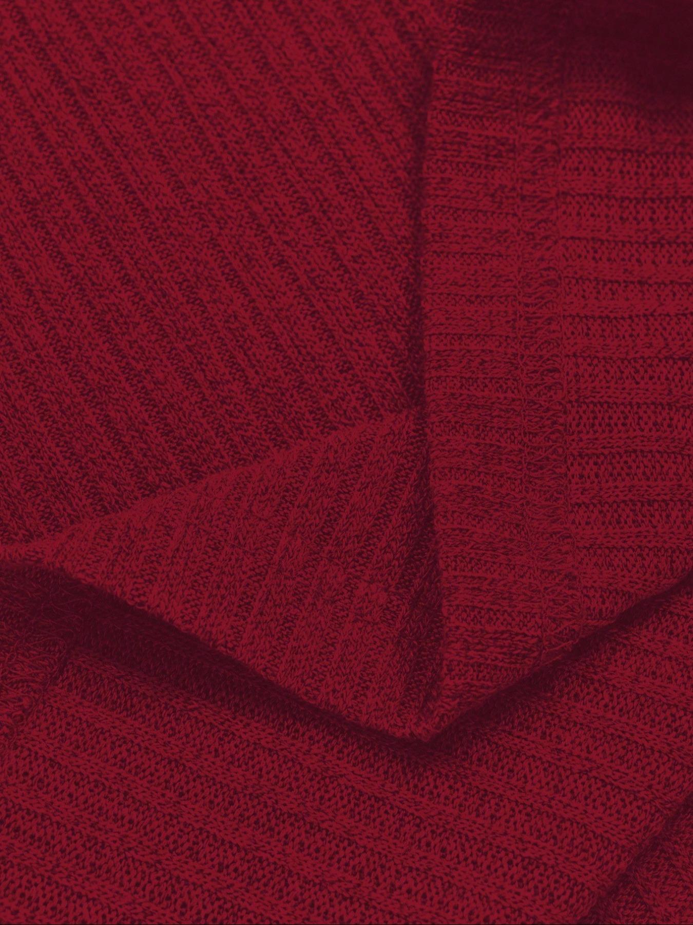 Men's High Neck Pullover Sweater Knitwear, Solid Color Striped Long Sleeve T-Shirt, Casual Fitted Fit for Fall & Winter Seasons