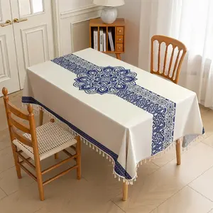 Fashion Bohemian Print Fringe Tablecloth, Modern Washable Decorative Tablecloth, Ideal for Home Kitchen Restaurant Party Camping Holiday Decoration