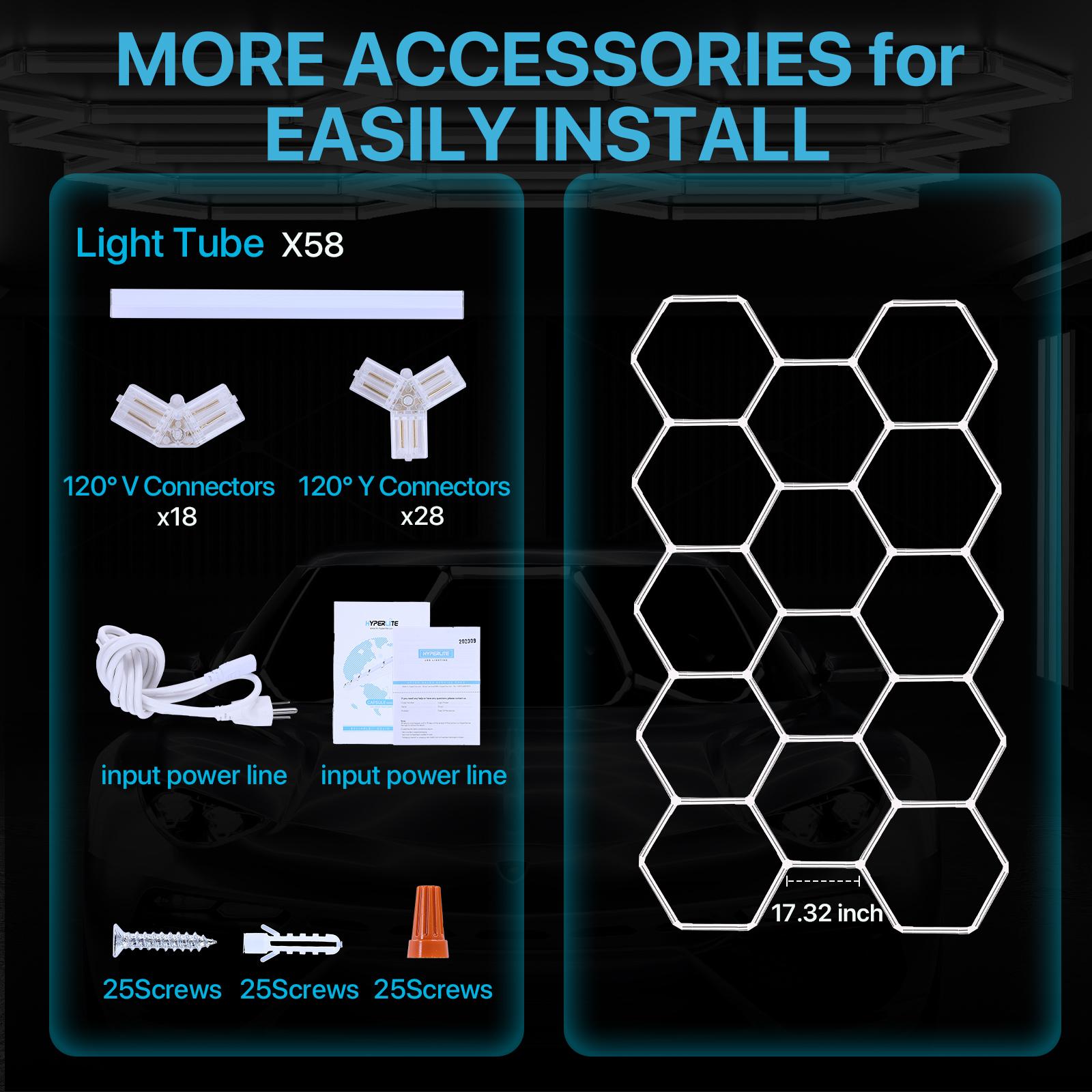 HYPERLITE DIY Hexagonal Ceiling Light, Honeycomb Ceiling Light,Ultra Bright 3960 Lumens-54780 Lumens Honeycomb Lights,（Dimmable） Hexagonal Garage Lights for Shops Supermarkets Shopping Malls Car Shows Basements Gymnasiums, SpringGlowUp