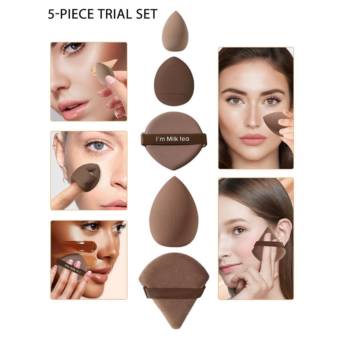 Makeup Tool Set, 50/40/30/20/10/5 Counts Soft Reusable Makeup Sponge & Powder Puff, Facial Makeup Tools for Women & Girls, Sponge Kit