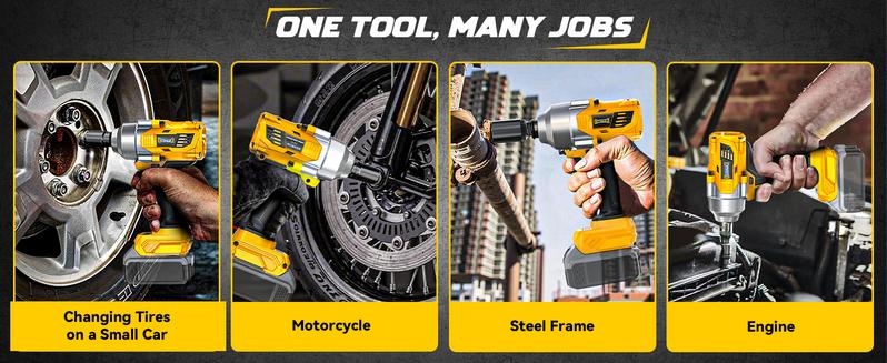 750Ft-lbs (1000N.m) Impact Wrench 1/2 inch Compatible with Dewalt 20V Battery (Battery NOT Included!), High Torque Brushless Impact Gun with 4-Mode Speed