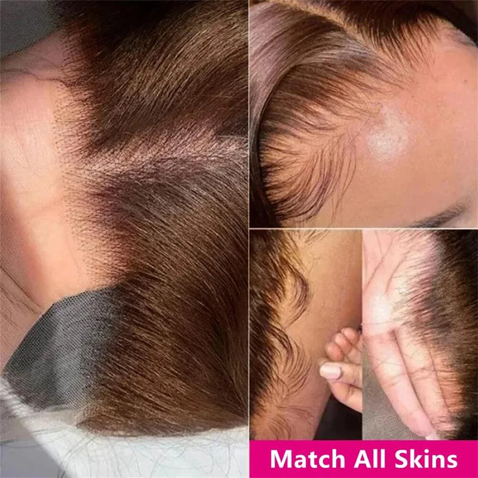 Bling Hair Chocolate Brown 13x6 Brazilian Body Wave/Straight Lace Front Human Hair Wigs 4# Colored Pre Pucked HD Lace Frontal Wigs 7x5 Glueless Wigs For Women