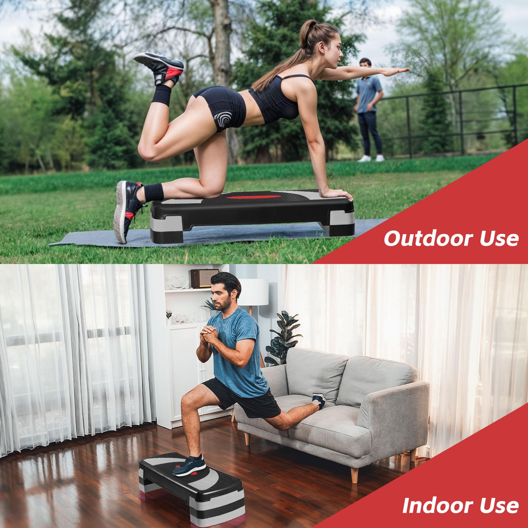 ZENY 30'' Adjustable Workout Aerobic Step Platform W/4 Risers 4’’- 6’’- 8’’, Exercise Stepper Non-Slip, Gray