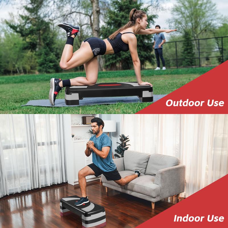 ZENY 30'' Adjustable Workout Aerobic Step Platform W/4 Risers 4’’- 6’’- 8’’, Exercise Stepper Non-Slip, Gray