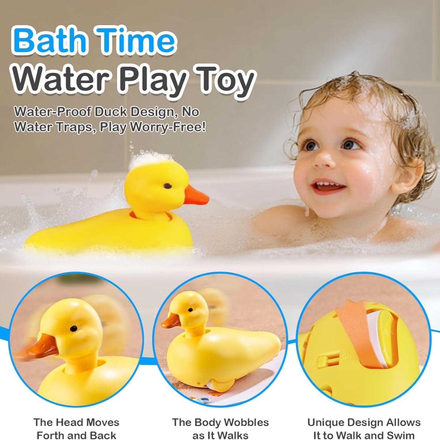 Duck Bathtub & Pool Toys - Realistic Walking Duck | Waterproof Baby Bath Toys, Gift for Toddler Boys & Girls，duck toy,duck toys,inflatable duck,duck toys for toddlers 1-3,duckeys,duck slide bath toy,toy ducks,dancing duck,toys for ducks,duck game for todd