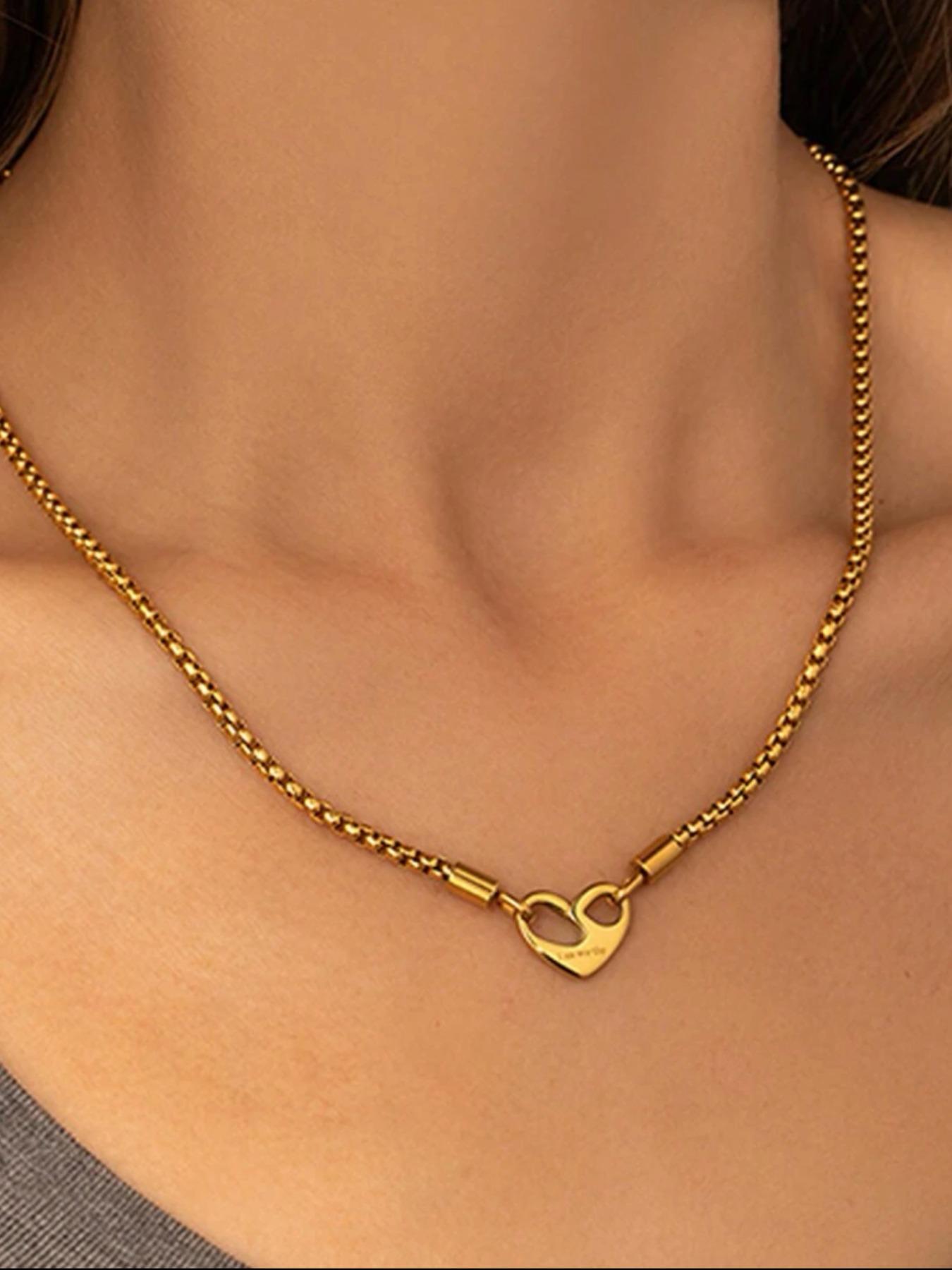 Stainless Steel Heart Pendant Necklace, Fashion Jewelry for Party, Daily Clothing Decor, Trendy All-match & Exquisite Jewelry for Birthday Gift, Heart Design Necklace